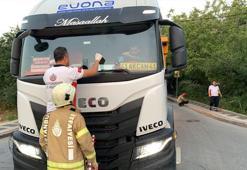 Ümraniye'de çalışır halde yol ortasında bıraktığı kamyonda 2 saat uyudu