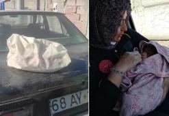 Aracın bagaj kapağında, torba içinde yeni doğmuş bebek bulundu
