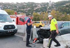 Zonguldak'ta otomobil beton bariyere çarptı: 3 yaralı