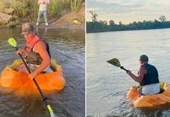 Dev balkabağına binerek nehirde 61 kilometre kürek çekti