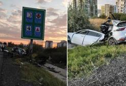 Trafik levhasına çarpan otomobil ikiye ayrıldı: 1 ölü, 2 yaralı