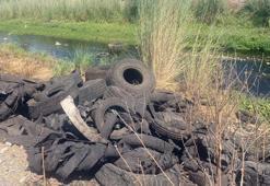 Karaçay Deresi, eski lastik çöplüğüne döndü