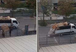 Palet hırsızları yakalandıkları adamın üzerine kamyoneti sürdü