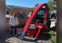 Silaj makinesine kaptırdığı sol ayağı koptu