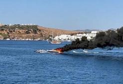 Bodrum açıklarında motoryat, alev alev yandı