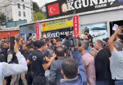 Avrupa Garajı'nda iş yerleri mühürlenen esnafla zabıta arasında arbede