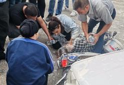 Kazada dili boğazına kaçan motosikletliye hayat kurtaran müdahale