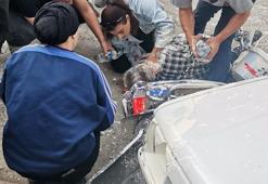 Kazada dili boğazına kaçan motosikletliye hayat kurtaran müdahale