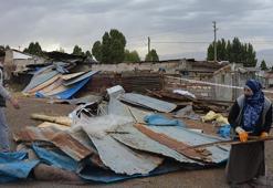 Erzurum'da hortum; çatılar uçtu