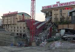 Küçükçekmece'de Arel Üniversitesi binasının bir kısmı çöktü