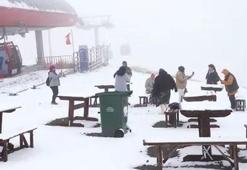 Erciyes'te kar yağışı etkili oldu