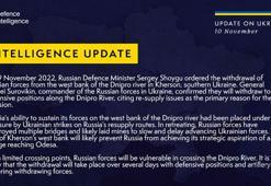 İngiltere istihbarat raporu: Herson’dan geri çekilmenin birkaç gün içinde gerçekleşmesi muhtemel