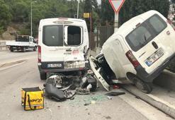 Maltepe'de takla atan aracın altında kalmaktan son anda kurtuldu