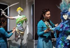 Rus sanatçı plastik heykelleriyle ekosisteme dikkati çekiyor