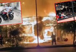 Yanan dükkandaki motosikletlere dokunduğu için kendisini uyaran iş yeri sahibini öldürdü