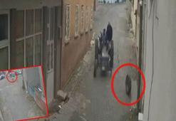 Yerinden çıkan traktörün lastiği valinin makam aracına çarptı