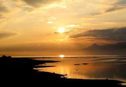 Burdur Gölü'nde 'gün batımı' güzelliği