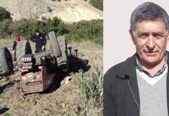 Devrilen traktörünün altında can verdi