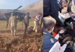 Askeri helikopter, ayağını çapa makinesine kaptıran Mehmet Ali için havalandı