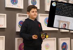 Atahan, dondurma çubuklarından yaptığı resim çerçevesini Emine Erdoğan’a gönderdi