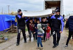 Zorlu kış şartlarında tarımı sürdürenlere polis yardımı
