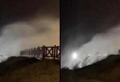 Fırtına sonrası Düden Şelalesi kahverengi aktı