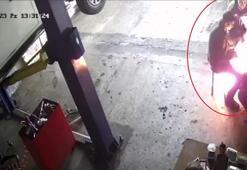 Kömür sobası patladı; iş yeri sahibi ve müşteriler korku dolu anlar yaşadı