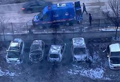 Ankara'da site bahçesinde 5 araç yandı