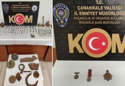 Çanakkale'de Osmanlı dönemi madalyaları ele geçirildi; 2 gözaltı