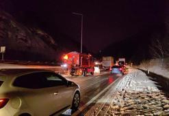 Kardan kapanan Bursa-Ankara kara yolu açıldı, yardım TIR'ları yola çıktı