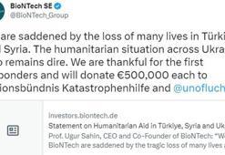 BioNTech’ten 2 kuruluşa toplam 1 milyon euro deprem yardımı
