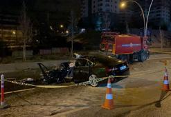 Ankara'da sulama tankerine çarpan otomobilin sürücüsü öldü