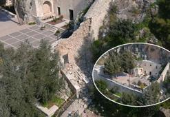 Dünyanın ilk mağara kilisesi olan Saint Pierre Kilisesi'nin istinat duvarı yıkıldı