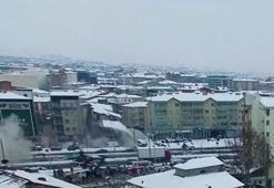 Malatya'da, 7.6'lık depremde binaların çökmesi dron ile kaydedildi