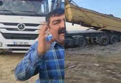 Arnavutköy'de araziye kaçak hafriyat döken şoför uyaranları tehdit etti