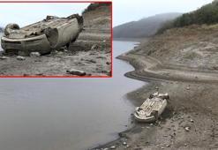 Alibeyköy Barajı'nda su çekilince otomobil ortaya çıktı