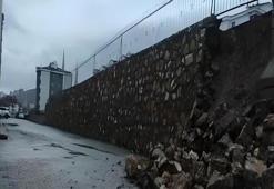 Elazığ'da yağış sonrası istinat duvarı çöktü