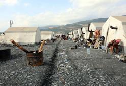 Nurdağı'nda çadır kentte su kanalları açıldı