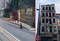 Beyoğlu'nda 5 katlı binada çökme riskine karşı yol, araç ve tramvay trafiğine kapatıldı