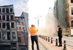 Beyoğlu'nda 5 katlı binada çökme anı kamerada