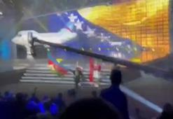 Azerbaijan flag burned at the opening of the European Weightlifting Championships in Yerevan