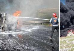 Kamyonetle çarpışan petrol tankeri alev topuna döndü: 1 ölü, 5 yaralı