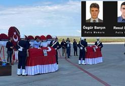 Tel Abyad'daki patlamada şehit olan 2 polisin cenazeleri memleketlerine uğurlandı