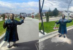 Başkanın 'çalındı' dediği Adile Naşit heykelindeki tepsi, tamirat için belediyeye götürülmüş