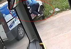 El freni çekilmeyen araç, camından içeri sarkan otobüs şoförünce durduruldu