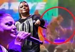 Kibariye, sahneye atlayan hayranı nedeniyle platformdan düştü; o anlar kamerada