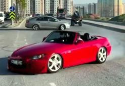 Avcılar'da sünnet düğünü konvoyunda drift