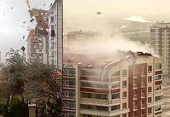 Ankara'da kuvvetli rüzgar; ağaçlar devrildi, çatılar uçtu