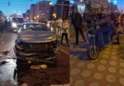 Otomobil, kağıt toplayıcı motosiklete çarptı: 3 yaralı