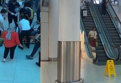 Zeytinburnu'nda AVM'nin yürüyen merdiveninden düşen kadın hastaneye kaldırıldı